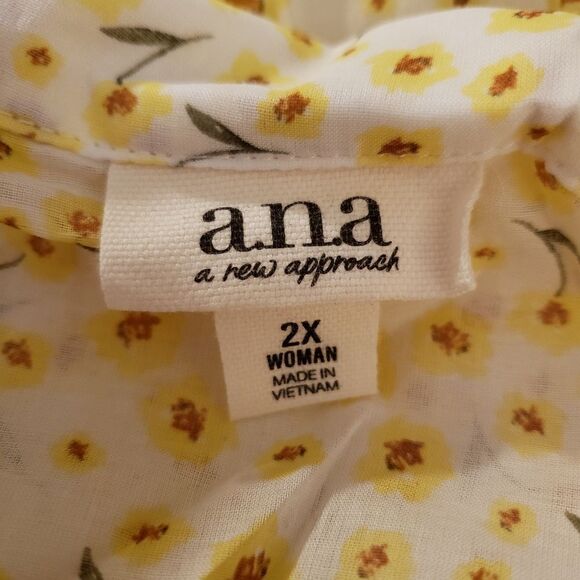 A.N.A. Rosie Ruffle Floral Blouse Sz 2X - Picture 6 of 8